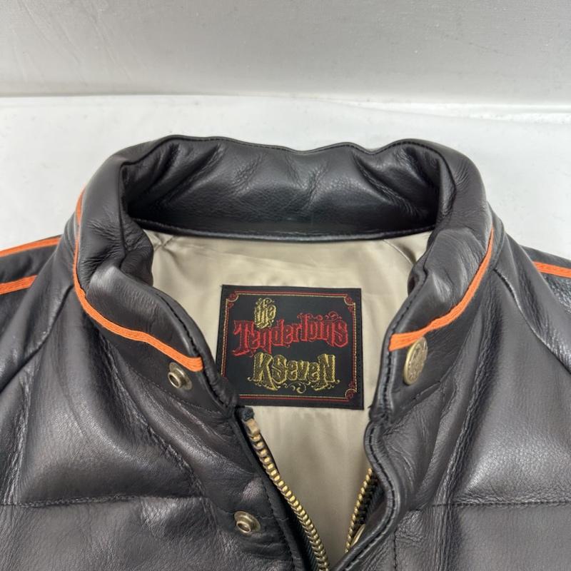 テンダーロイン TENDERLOIN ジャケット、上着 レザージャケット 07AW 袖ライン レーシング レザー ダウン ジャケット T-RACINGLEATHER S 黒 / ブラック / black メンズ USED 古着 中古 50130834