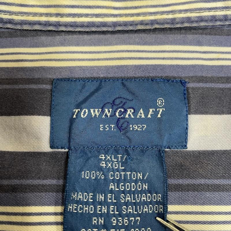 タウンクラフト TOWNCRAFT シャツ、ブラウス 長袖 長袖 ストライプ シャツ ブラウス ボタン 大きめ ビッグシルエット サイズ4XL - ストライプ 青 / ブルー / blue メンズ USED 古着 中古 50130840