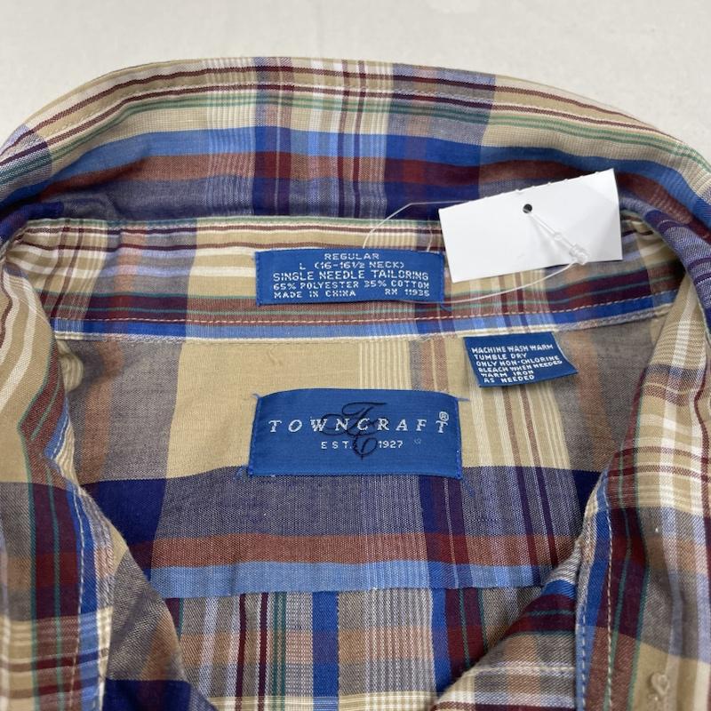 タウンクラフト TOWNCRAFT シャツ、ブラウス 長袖 90s ヴィンテージ 長袖 チェック シャツ ブラウス ボタンダウン L チェック マルチカラー / マルチカラー / multicolor メンズ USED 古着 中古 50130841