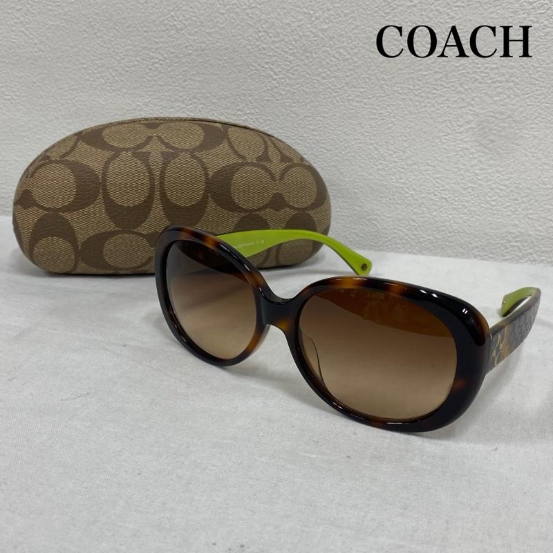コーチ COACH めがね・サングラス サングラス HC8002A シグネチャー サングラス べっ甲 バタフライ - ロゴ、文字 茶 / ブラウン / brown X 黄緑 / イエローグリーン / X 金 / ゴールド / gold color レディース USED 古着 中古 50130871