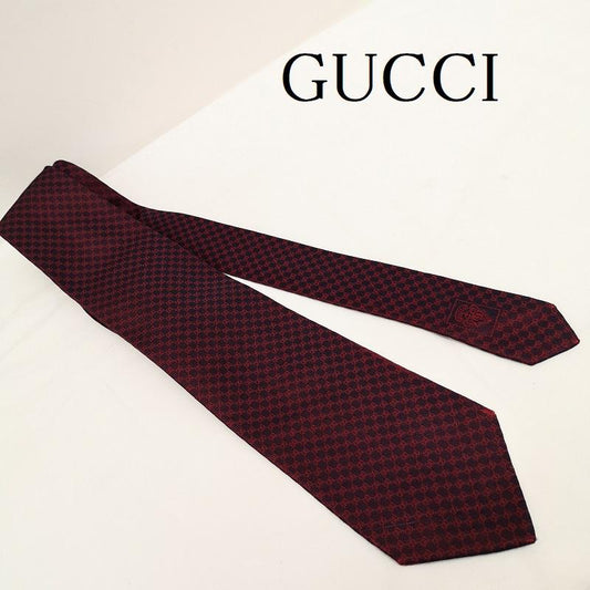 グッチ GUCCI ネクタイ ネクタイ GG柄 シルク 総柄 ネクタイ - 紫 / パープル / purple X 赤 / レッド / red メンズ USED 古着 中古 50130998