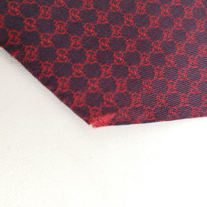 グッチ GUCCI ネクタイ ネクタイ GG柄 シルク 総柄 ネクタイ - 紫 / パープル / purple X 赤 / レッド / red メンズ USED 古着 中古 50130998