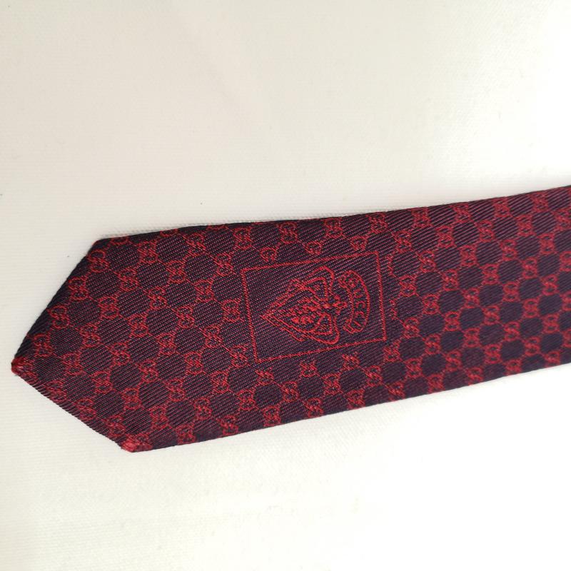 グッチ GUCCI ネクタイ ネクタイ GG柄 シルク 総柄 ネクタイ - 紫 / パープル / purple X 赤 / レッド / red メンズ USED 古着 中古 50130998