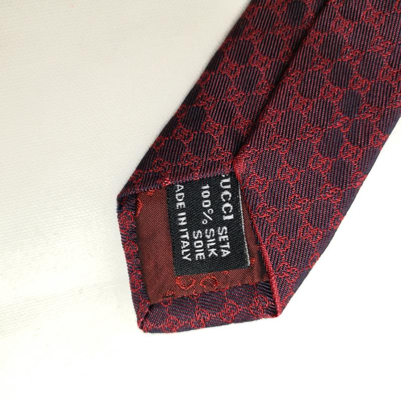 グッチ GUCCI ネクタイ ネクタイ GG柄 シルク 総柄 ネクタイ - 紫 / パープル / purple X 赤 / レッド / red メンズ USED 古着 中古 50130998