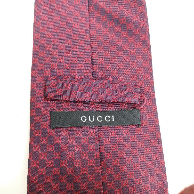 グッチ GUCCI ネクタイ ネクタイ GG柄 シルク 総柄 ネクタイ - 紫 / パープル / purple X 赤 / レッド / red メンズ USED 古着 中古 50130998