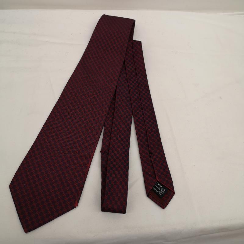 グッチ GUCCI ネクタイ ネクタイ GG柄 シルク 総柄 ネクタイ - 紫 / パープル / purple X 赤 / レッド / red メンズ USED 古着 中古 50130998