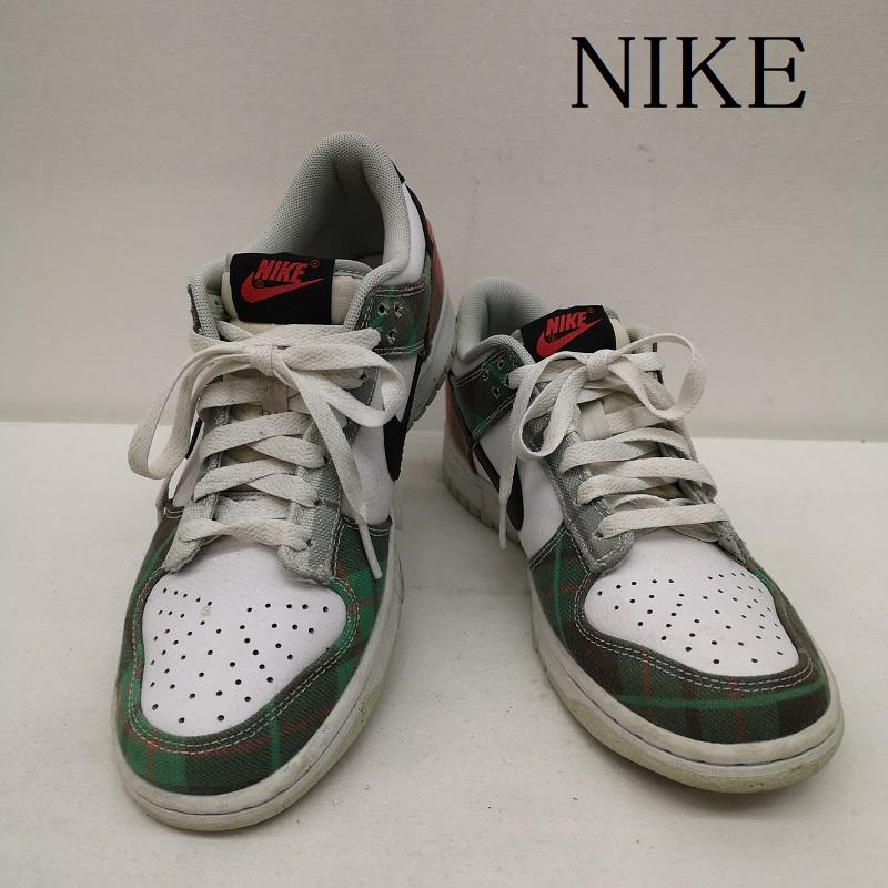 ナイキ NIKE スニーカー スニーカー GS DUNK LOW PLAID ダンク ロー プレイド DV8919-100 24.5cm 白 / ホワイト / white X 赤 / レッド / red X 緑 / グリーン / green レディース USED 古着 中古 50131064