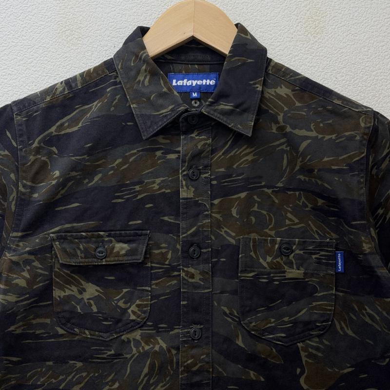 ラファイエット Lafayette シャツ、ブラウス 半袖 LFT13SS14 タイガーカモフラ 迷彩柄 猫目ボタン 半袖 ワーク シャツ M メンズ USED 古着 中古 50131246