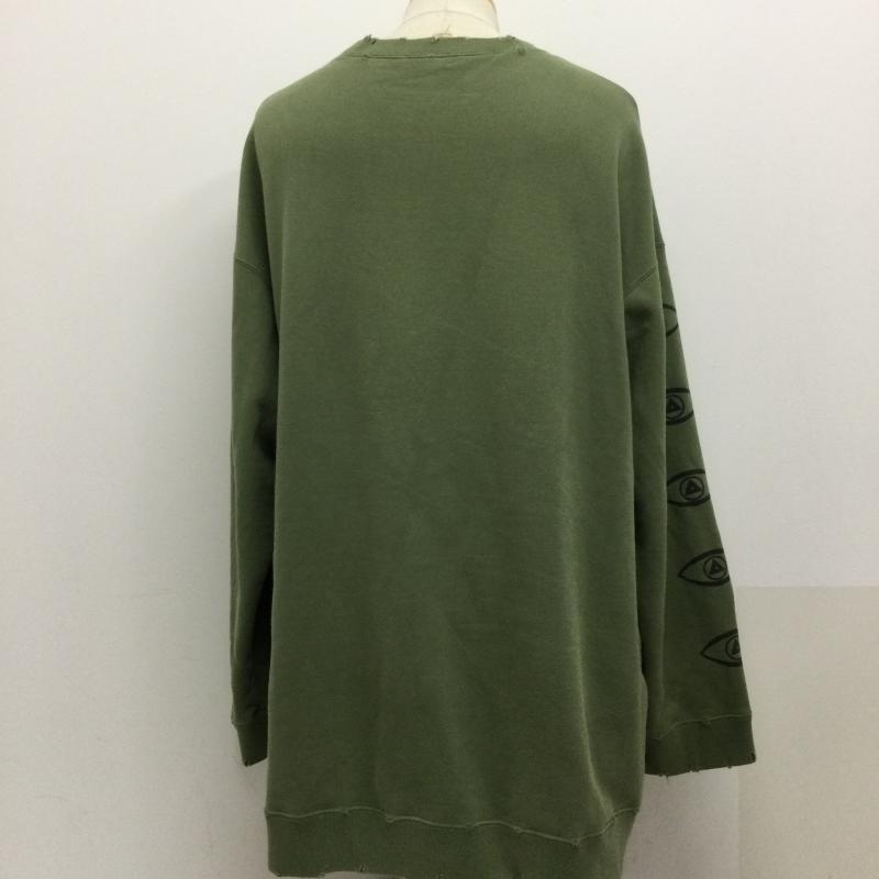 アンダーカバー UNDERCOVER トレーナー 長袖 UNDERCOVER ボロリブ ビッグスウェット トレーナー　ダメージ加工 BRAIN WASHED GENERATION 2 ロゴ、文字 緑 / グリーン / green メンズ USED 古着 中古 50131271