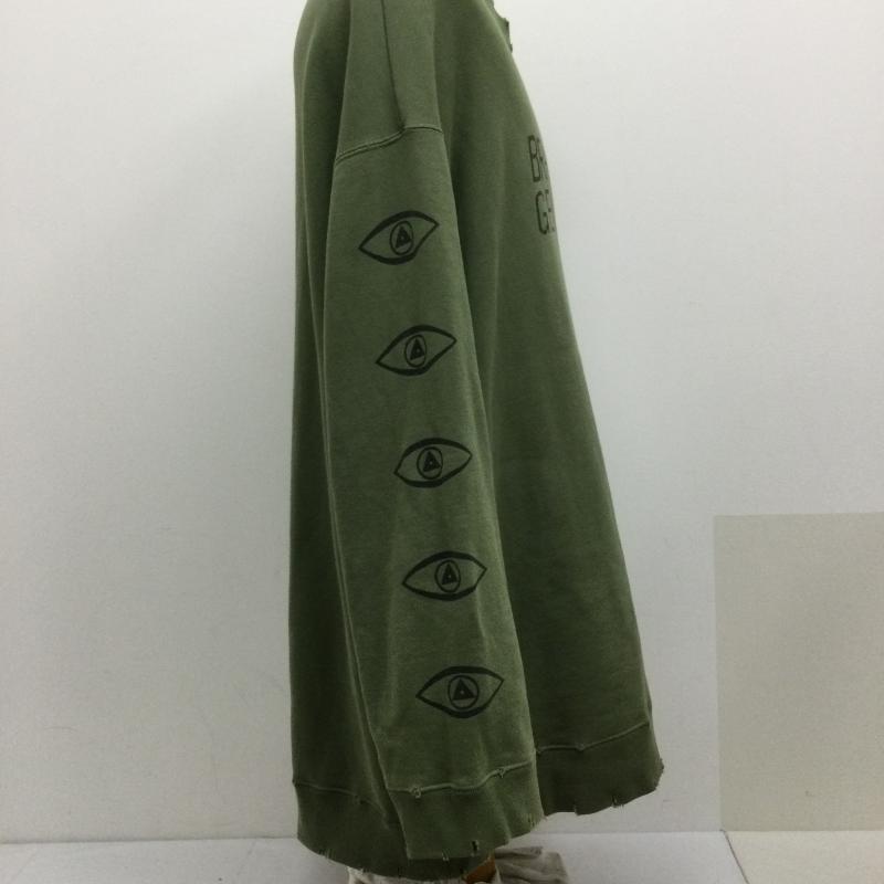 アンダーカバー UNDERCOVER トレーナー 長袖 UNDERCOVER ボロリブ ビッグスウェット トレーナー　ダメージ加工 BRAIN WASHED GENERATION 2 ロゴ、文字 緑 / グリーン / green メンズ USED 古着 中古 50131271