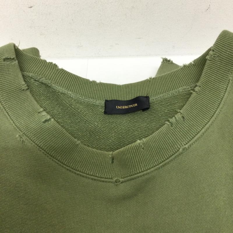 アンダーカバー UNDERCOVER トレーナー 長袖 UNDERCOVER ボロリブ ビッグスウェット トレーナー　ダメージ加工 BRAIN WASHED GENERATION 2 ロゴ、文字 緑 / グリーン / green メンズ USED 古着 中古 50131271