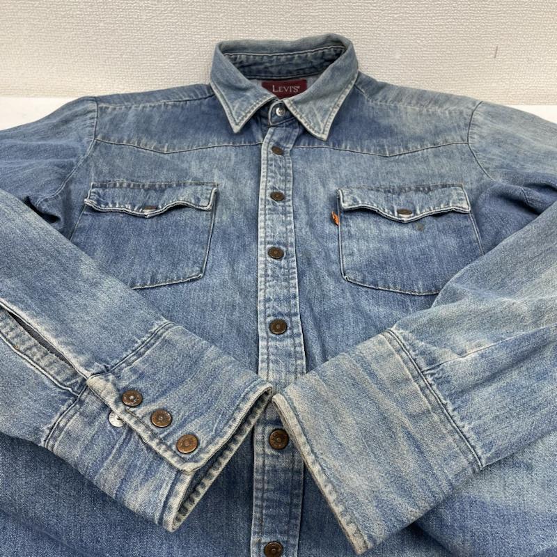 リーバイス Levi s シャツ、ブラウス 長袖 90s デニム ウエスタン シャツ 長袖 スナップボタン スモールe オレンジタブ M 無地 インディゴ / インディゴ / Indigo メンズ USED 古着 中古 50131274