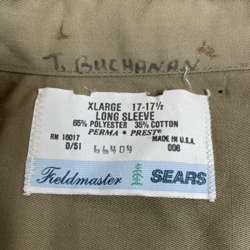シアーズ SEARS シャツ、ブラウス 長袖 ビンテージ 80s feldmaster 無地 長袖 ワーク シャツ ボタン USA製 XL 無地 ベージュ / ベージュ / beige メンズ USED 古着 中古 50131297