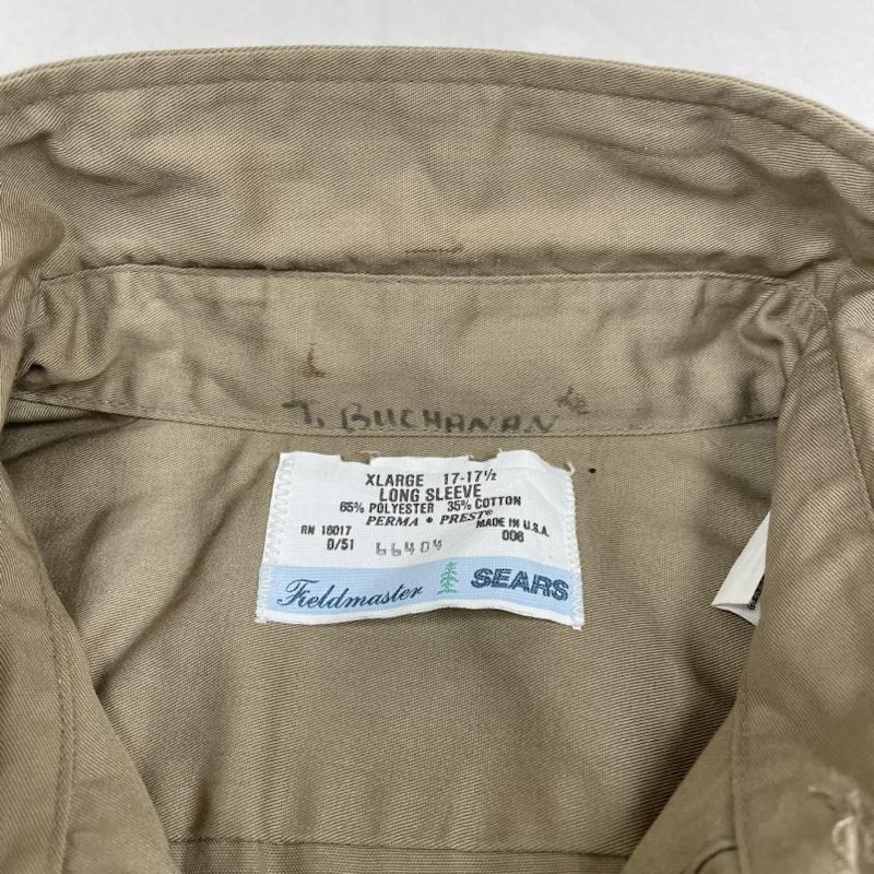 シアーズ SEARS シャツ、ブラウス 長袖 ビンテージ 80s feldmaster 無地 長袖 ワーク シャツ ボタン USA製 XL 無地 ベージュ / ベージュ / beige メンズ USED 古着 中古 50131297