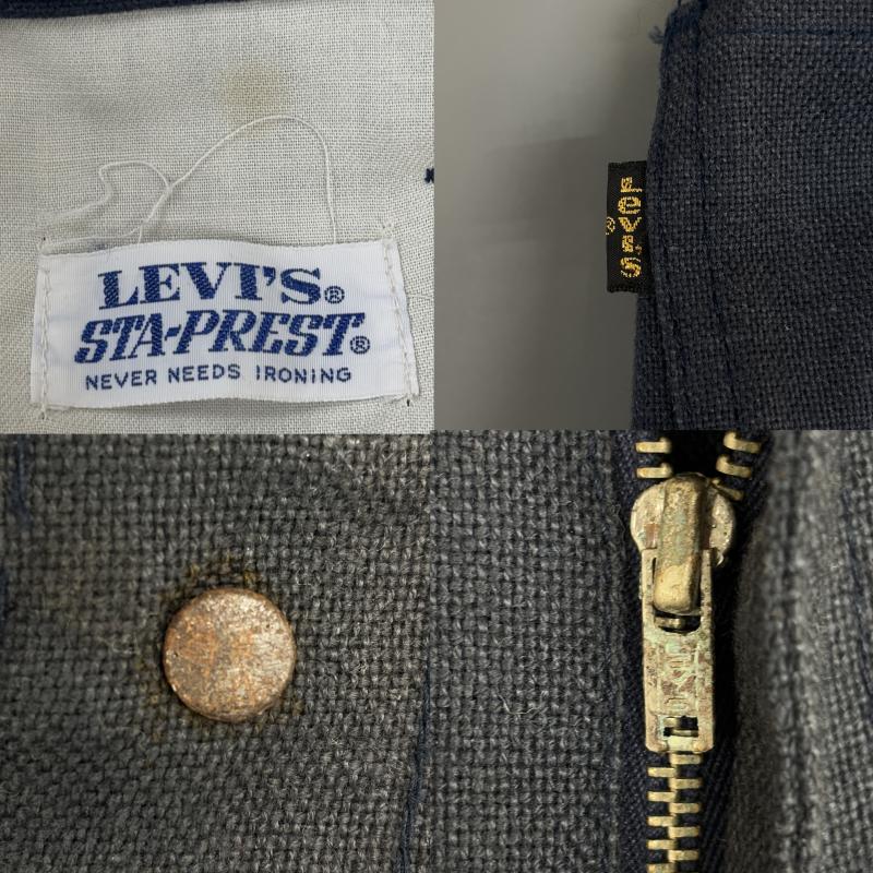 リーバイス Levi s ボトムス ボトムス 70年代頃 ビンテージ STA-PREST スタープレスト 黒金タブ ボタン裏無刻印 スラックス パンツ - 紺 / ネイビー / navy メンズ USED 古着 中古 50131436