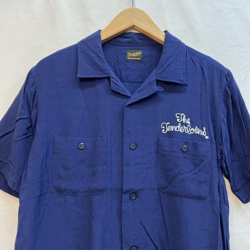 テンダーロイン TENDERLOIN シャツ、ブラウス 半袖 チェーン刺繡 レーヨン オープンカラーシャツ 開襟 XS 紺 / ネイビー / navy メンズ USED 古着 中古 50131490