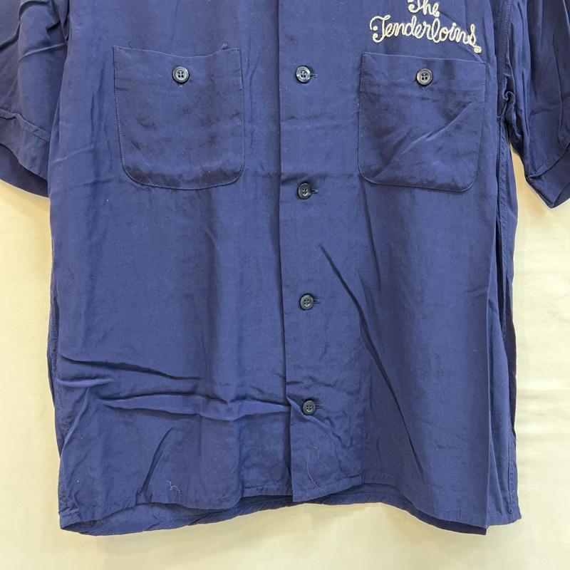 テンダーロイン TENDERLOIN シャツ、ブラウス 半袖 チェーン刺繡 レーヨン オープンカラーシャツ 開襟 XS 紺 / ネイビー / navy メンズ USED 古着 中古 50131490