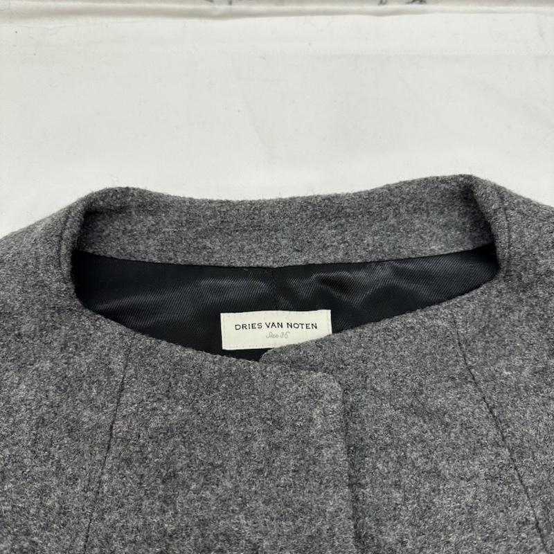 ドリスヴァンノッテン DRIES VAN NOTEN コート コート一般 ノーカラー ファイヤーマン ウール ロング コート 36 灰 / グレー / gray レディース USED 古着 中古 50131511