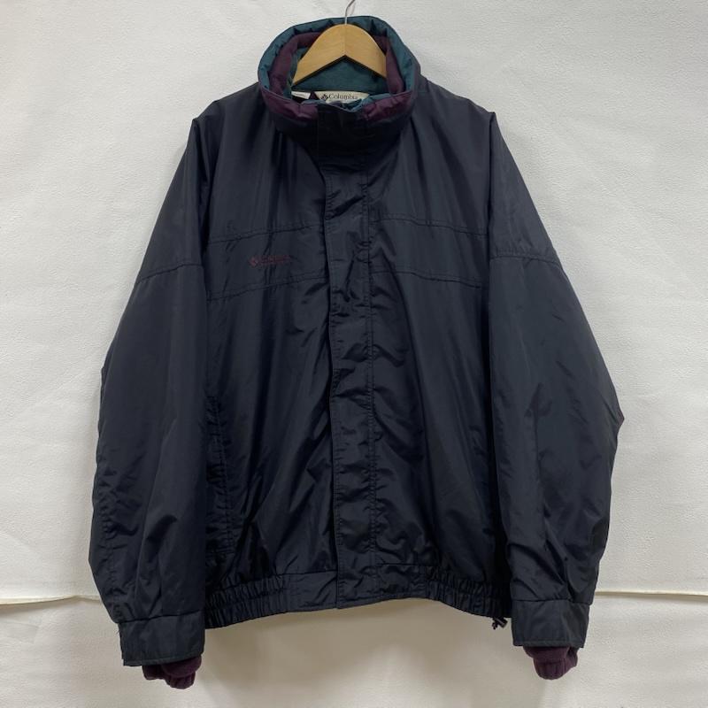 コロンビア Columbia ジャケット、上着 ジャンパー、ブルゾン 90 s 三角タグ 2WAY ナイロンジャケット フリース ライナー ヴィンテージ オールド 3L ワンポイント X ロゴ、文字 X 刺繍 黒 / ブラック / black X 紫 / パープル / purple X 緑 / グリーン / green メンズ USED 古着 中古 50131612