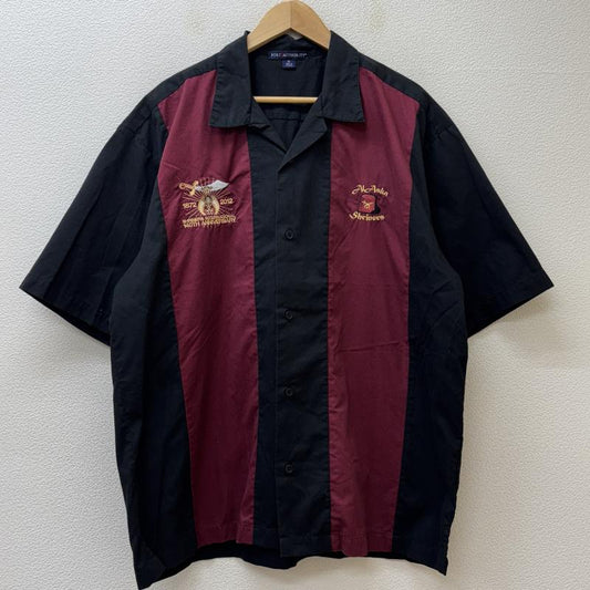 古着 USED シャツ、ブラウス 半袖 PORT AUTHORITY ポートオーソリティ Al Aska Shriners ビッグサイズ オープンカラー ボックス 半袖 シャツ XL 黒 / ブラック / black X えんじ / ワインレッド / dark red メンズ USED 古着 中古 50131704