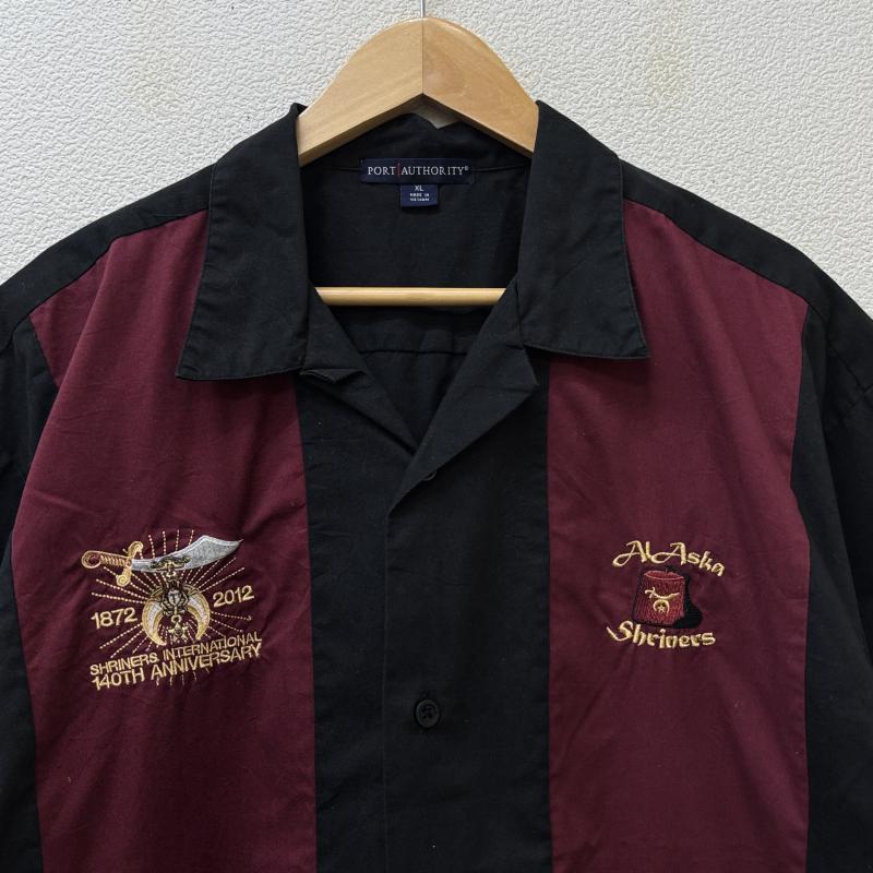 古着 USED シャツ、ブラウス 半袖 PORT AUTHORITY ポートオーソリティ Al Aska Shriners ビッグサイズ オープンカラー ボックス 半袖 シャツ XL 黒 / ブラック / black X えんじ / ワインレッド / dark red メンズ USED 古着 中古 50131704