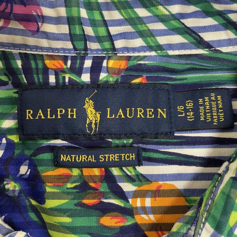 ラルフローレン RALPHLAUREN シャツ、ブラウス 半袖 キッズ ストライプ ボタニカル柄 半袖 シアサッカー ボタンダウン シャツ 子供服 サイズL 14-16 L ストライプ X 花柄 X 総柄 マルチカラー / マルチカラー / multicolor ボーイズ USED 古着 中古 50132016