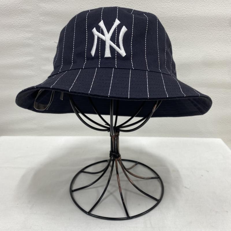 ニューエラ NEW ERA 帽子 ハット リバーシブル MLB Reversible Hat ニューヨーク・ヤンキース バケットハット 14109580 - ストライプ X ロゴ、文字 X 刺繍 紺 / ネイビー / navy メンズ USED 古着 中古 50132194