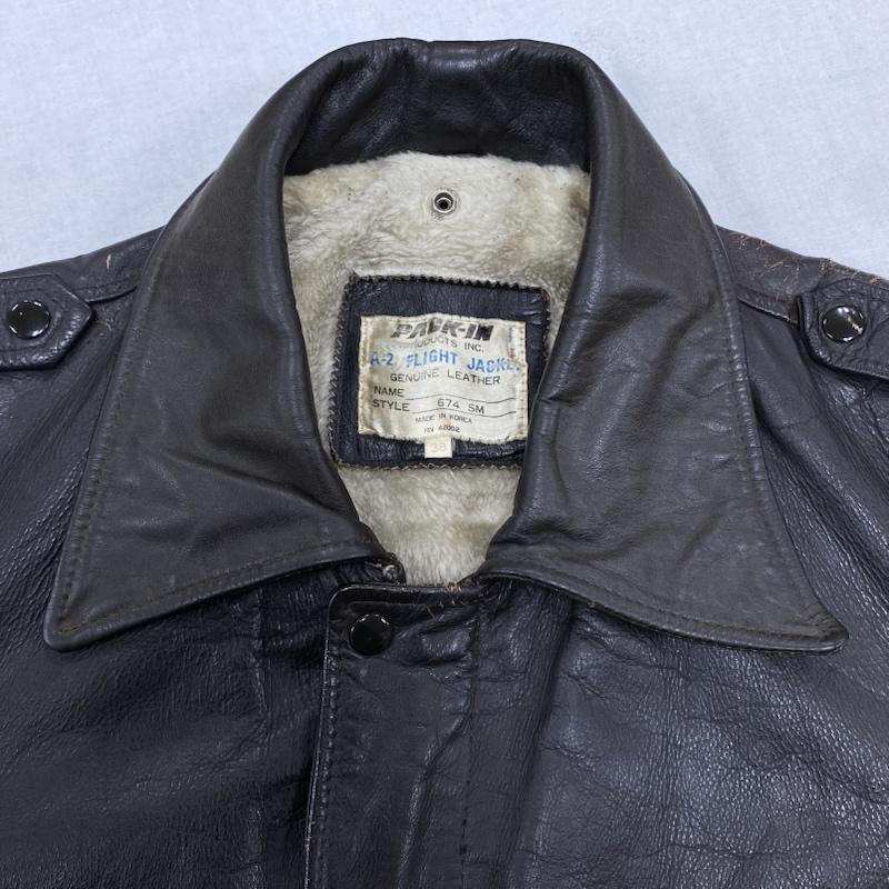ヴィンテージ VINTAGE ジャケット、上着 フライトジャケット PACK-IN レザー フライトジャケット A-2 ボア ボマー 674SM ミリタリー 38 茶 / ブラウン / brown メンズ USED 古着 中古 50132225
