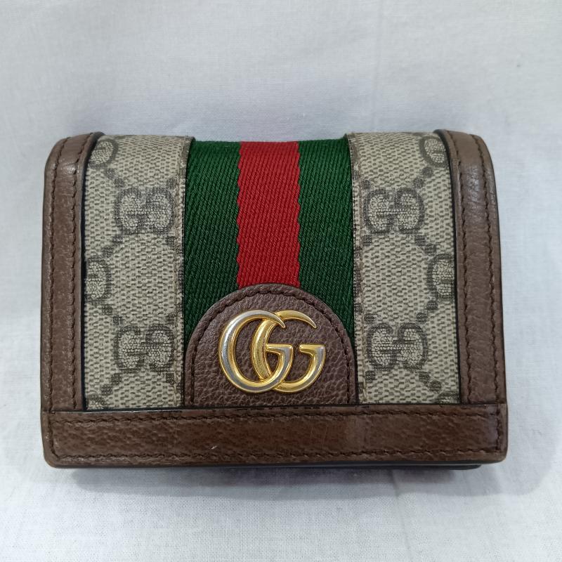グッチ GUCCI 財布 二つ折り GUCCI グッチ オフィディア GGパターン GGスプリーム GGマーモント ダブルG 2つ折り財布 ミニウォレット 523155 493075 無地 X 総柄 X ロゴ、文字 茶 / ブラウン / brown X 赤 / レッド / red X 緑 / グリーン / green レディース USED 古着 中古 50132259