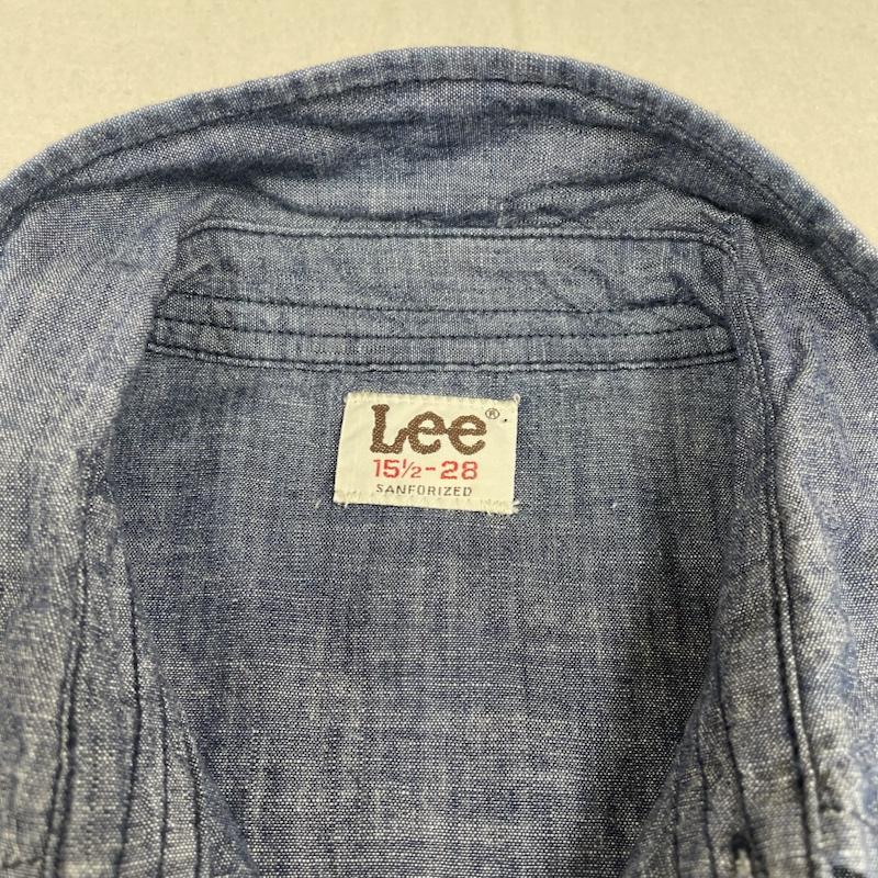 リー Lee シャツ、ブラウス 長袖 シャンブレー ウエスタン デニム シャツ ダンガリー スナップボタン LT0632 S 無地 インディゴ / インディゴ / Indigo メンズ USED 古着 中古 50132296
