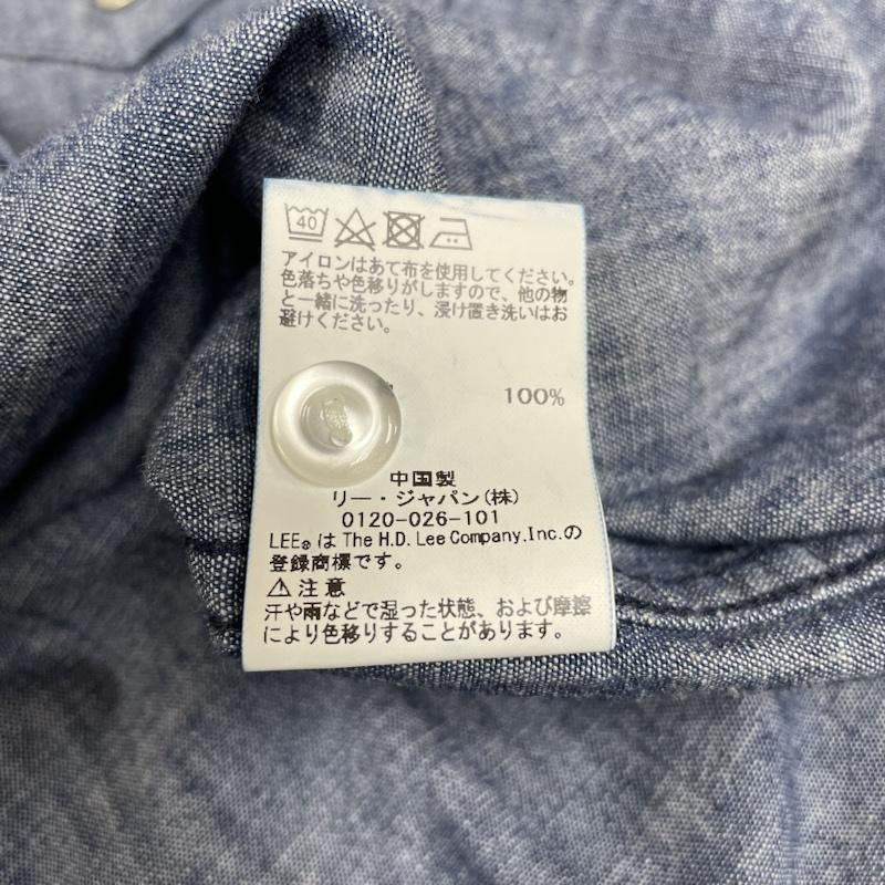 リー Lee シャツ、ブラウス 長袖 シャンブレー ウエスタン デニム シャツ ダンガリー スナップボタン LT0632 S 無地 インディゴ / インディゴ / Indigo メンズ USED 古着 中古 50132296