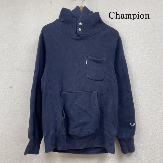 チャンピオン Champion パーカー 長袖 コラボ MtDESIGN C8-G106 コラボ リバースウィーブ スウェット パーカー M ロゴ、文字 X 刺繍 紺 / ネイビー / navy メンズ USED 古着 中古 50132338