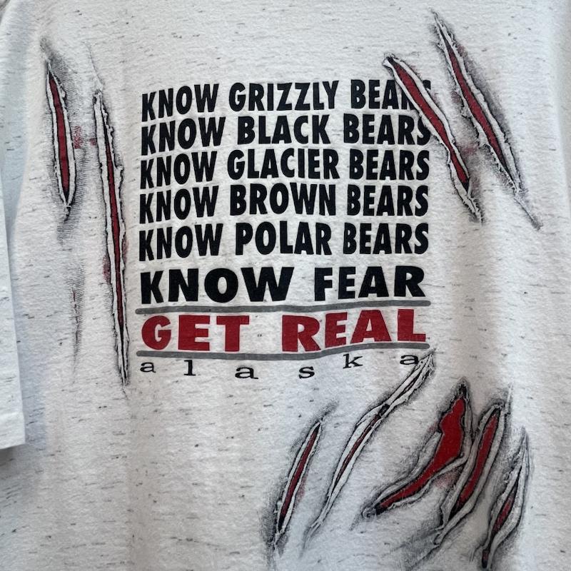 ヴィンテージ VINTAGE Tシャツ 半袖 90s USA製 NO FEAR アラスカ グリズリー ベアー Tシャツ シングルステッチ XXL 白 / ホワイト / white メンズ USED 古着 中古 50132350