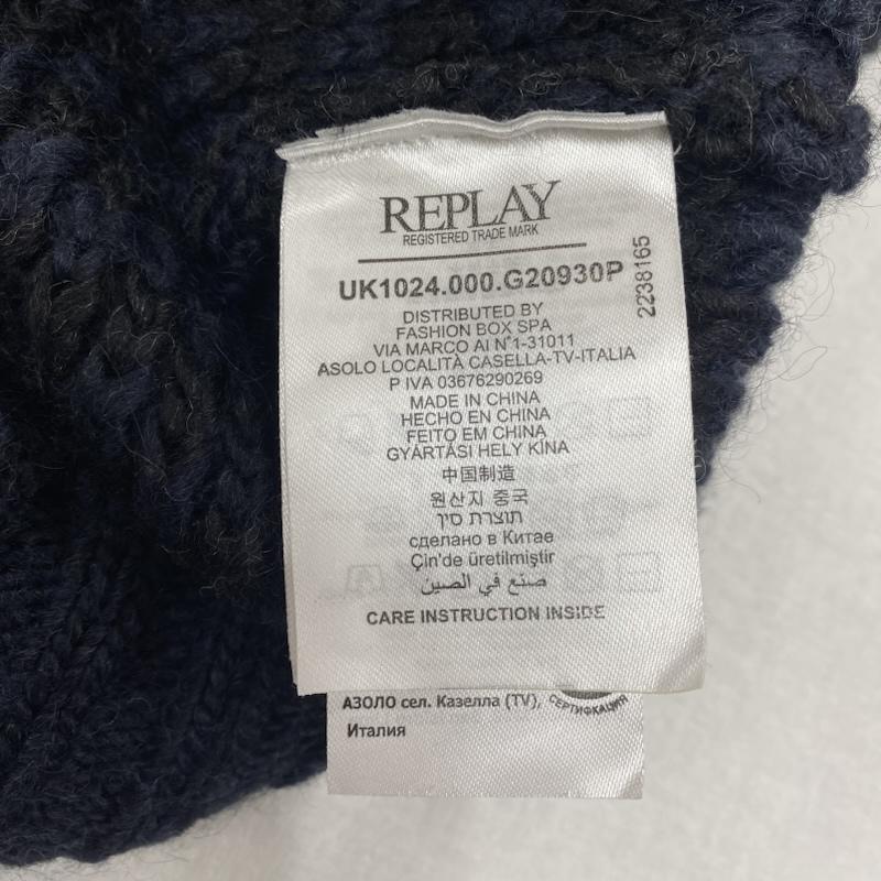リプレイ REPLAY ニット、セーター 長袖 ショールカラー アルパカ ウール アクリル ニット カーディガン S ボーダー柄 黒 / ブラック / black X 紺 / ネイビー / navy メンズ USED 古着 中古 50132479