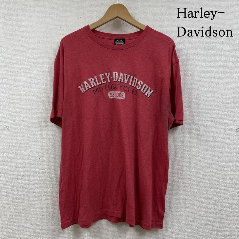 ハーレーダビッドソン Harley-Davidson Tシャツ 半袖 半袖 Tシャツ Shirt ロゴ プリント クルーネック シャツ カットソー バイカー ロゴ、文字 X プリント 赤 / レッド / red メンズ USED 古着 中古 50132567