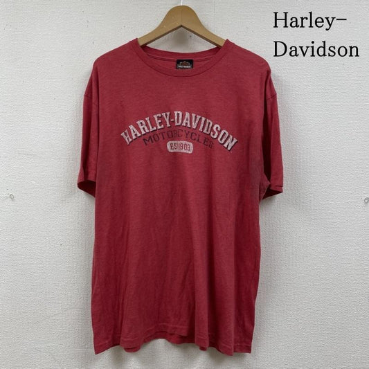 ハーレーダビッドソン Harley-Davidson Tシャツ 半袖 半袖 Tシャツ Shirt ロゴ プリント クルーネック シャツ カットソー バイカー ロゴ、文字 X プリント 赤 / レッド / red メンズ USED 古着 中古 50132567