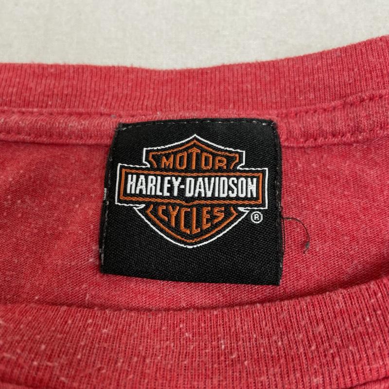 ハーレーダビッドソン Harley-Davidson Tシャツ 半袖 半袖 Tシャツ Shirt ロゴ プリント クルーネック シャツ カットソー バイカー ロゴ、文字 X プリント 赤 / レッド / red メンズ USED 古着 中古 50132567