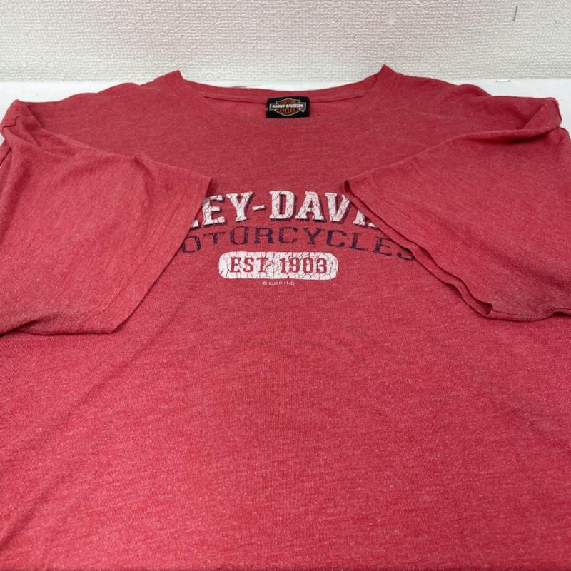 ハーレーダビッドソン Harley-Davidson Tシャツ 半袖 半袖 Tシャツ Shirt ロゴ プリント クルーネック シャツ カットソー バイカー ロゴ、文字 X プリント 赤 / レッド / red メンズ USED 古着 中古 50132567