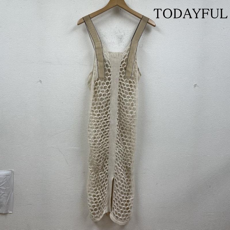トゥデイフル TODAYFUL ワンピース ロングスカート ノースリーブ メッシュ ニット キャミ ワンピース 12010334 38 無地 オフホワイト / オフホワイト / レディース USED 古着 中古 50132585