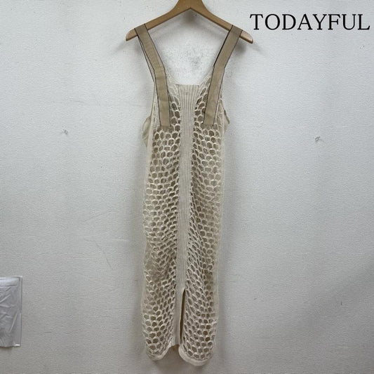 トゥデイフル TODAYFUL ワンピース ロングスカート ノースリーブ メッシュ ニット キャミ ワンピース 12010334 38 無地 オフホワイト / オフホワイト / レディース USED 古着 中古 50132585