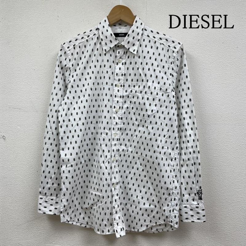 ディーゼル DIESEL シャツ、ブラウス 長袖 S-VEN-SKULL スカル 総柄 プリント 長袖 シャツ shirt ロゴ 刺繍 XS ロゴ、文字 X スカル X 総柄 X プリント 白 / ホワイト / white メンズ USED 古着 中古 50132589