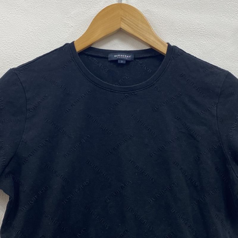バーバリーロンドン Burberry London Tシャツ 半袖 総柄 ロゴ 刺繍 クルーネック 半袖 Tシャツ FAA16-329 2 ロゴ、文字 X 刺繍 黒 / ブラック / black レディース USED 古着 中古 50132632