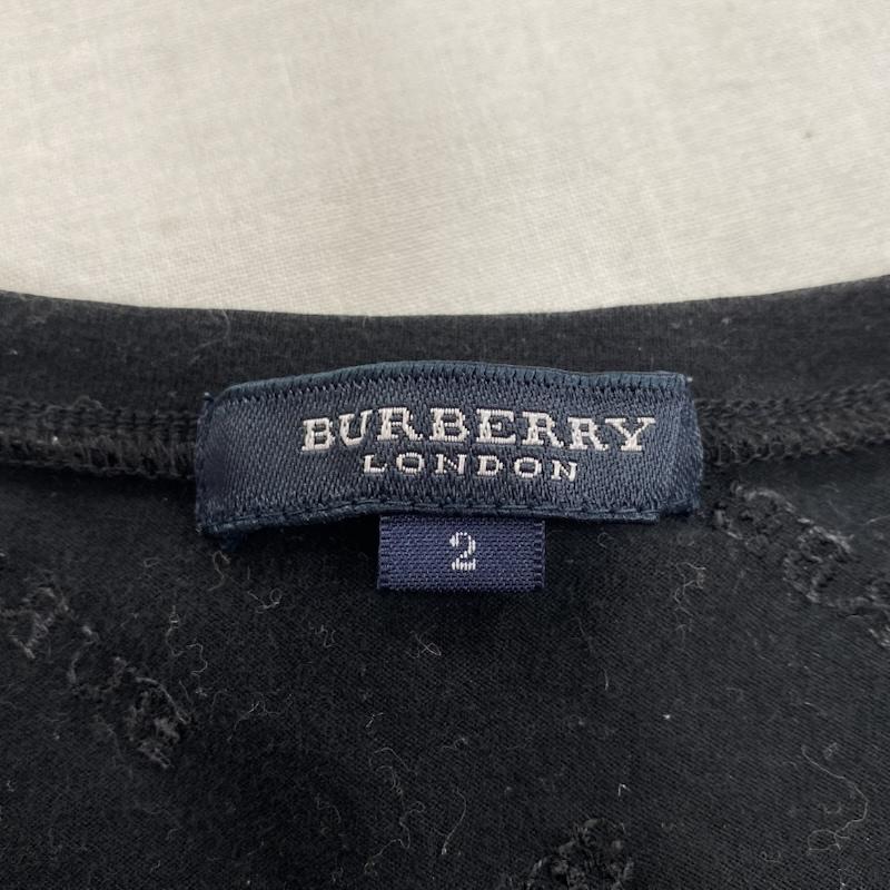 バーバリーロンドン Burberry London Tシャツ 半袖 総柄 ロゴ 刺繍 クルーネック 半袖 Tシャツ FAA16-329 2 ロゴ、文字 X 刺繍 黒 / ブラック / black レディース USED 古着 中古 50132632