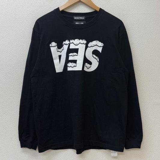 ウィンダンシー WIND AND SEA Tシャツ 長袖 ゴッドセレクショントリプルエックス コラボ ロゴ プリント クルーネック ロンT 長袖 Tシャツ 黒 ブラック S 黒 / ブラック / black メンズ USED 古着 中古 50132678