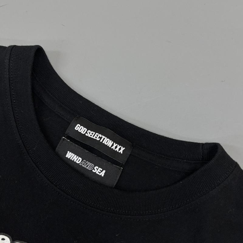 ウィンダンシー WIND AND SEA Tシャツ 長袖 ゴッドセレクショントリプルエックス コラボ ロゴ プリント クルーネック ロンT 長袖 Tシャツ 黒 ブラック S 黒 / ブラック / black メンズ USED 古着 中古 50132678