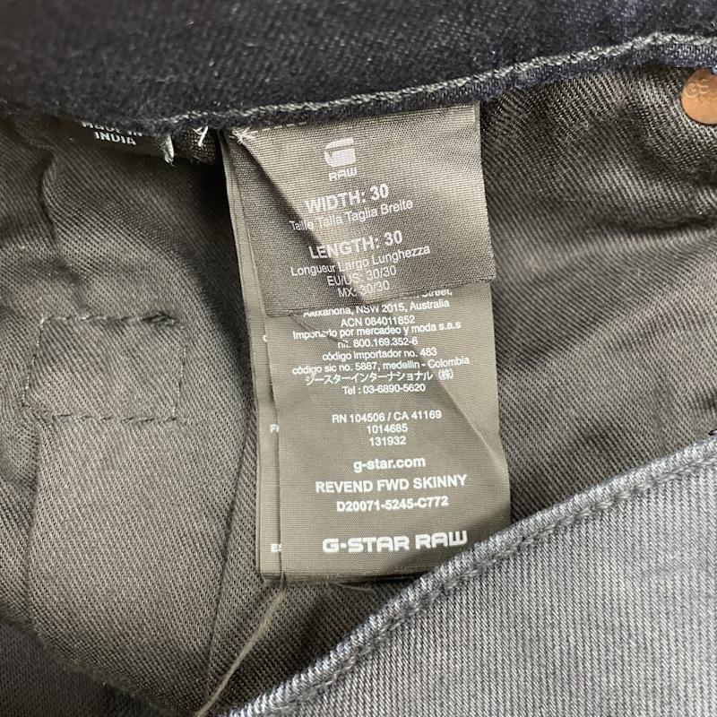 ジースターロゥ G-STAR RAW パンツ ワークパンツ、ペインターパンツ REVEND FWD SKINNY 光沢 濃紺 ストレッチ デニム スリム テーパード スキニー パンツ 30インチ ロゴ、文字 紺 / ネイビー / navy メンズ USED 古着 中古 50132713