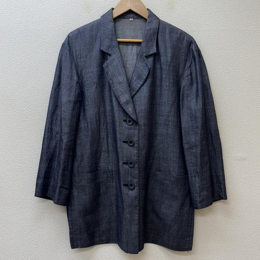 レリアン LEILIAN ジャケット、上着 ジャンパー、ブルゾン 日本製 リネン インディゴ ミドル丈 ジャケット 9号 レディース USED 古着 中古 50132717