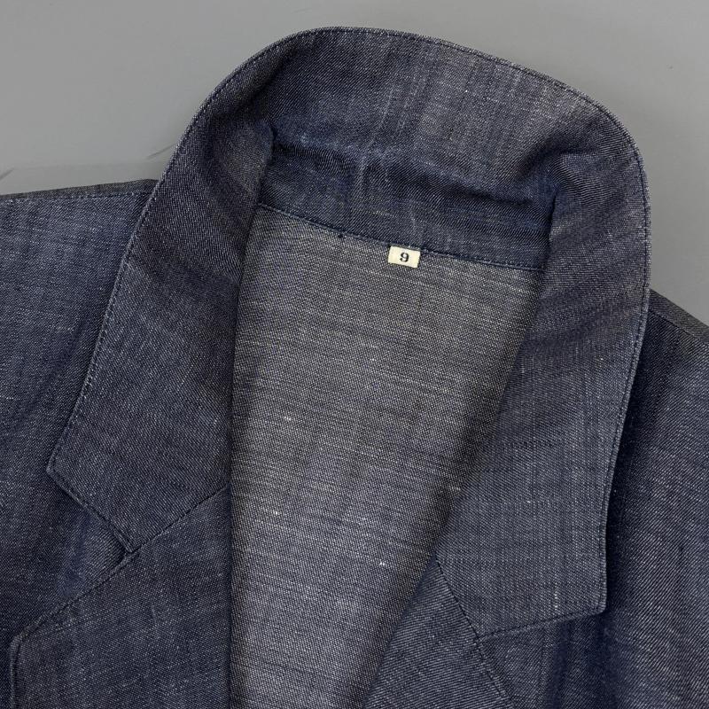 レリアン LEILIAN ジャケット、上着 ジャンパー、ブルゾン 日本製 リネン インディゴ ミドル丈 ジャケット 9号 レディース USED 古着 中古 50132717