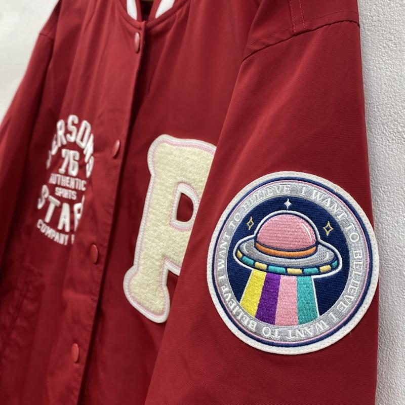 パーソンズ PERSON S ジャケット、上着 ジャンパー、ブルゾン ナイロン スタジャン サガラ 刺繍 ワッペン 薄手 ブルゾン L ロゴ、文字 X 刺繍 赤 / レッド / red X 白 / ホワイト / white レディース USED 古着 中古 50132750