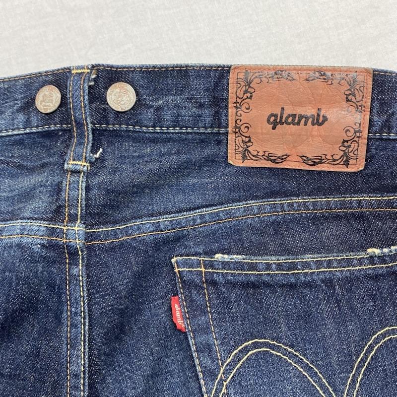 グラム glamb パンツ デニム、ジーンズ ダメージ クラッシュ 5ポケット デニム ヒゲ ハチノス グランジ GB10SP/P13 2 ダメージ加工 インディゴ / インディゴ / Indigo メンズ USED 古着 中古 50132833